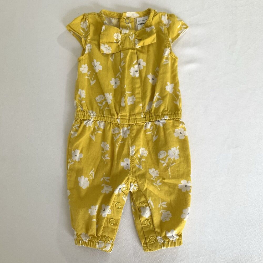 Carters Jumpsuit‎ Romper Baby Girl Newborn Yellow Floral Play Boho Cute Colorful